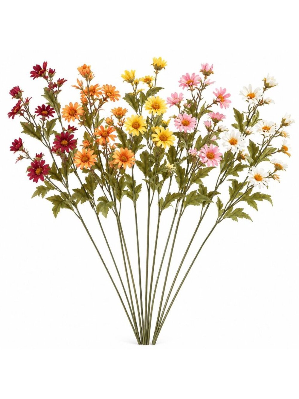 Artificial Wildflower Stems Set of 10, 22 Inch Mixed Color Faux Daisy Flowers